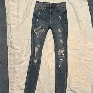 Distressed Blue Jeans
